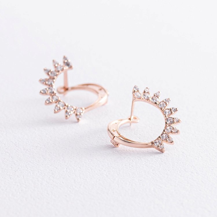 Золоті сережки з фіанітами с07484 від ювелірного магазину Онікс