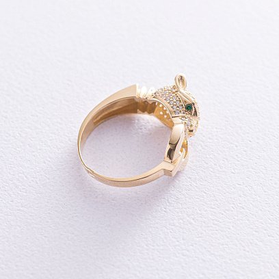 Каблучка "Пантера" в жовтому золоті (фіаніти) к05277 №6