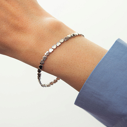 Браслет "Сердечки" в белом золоте б05784 №4