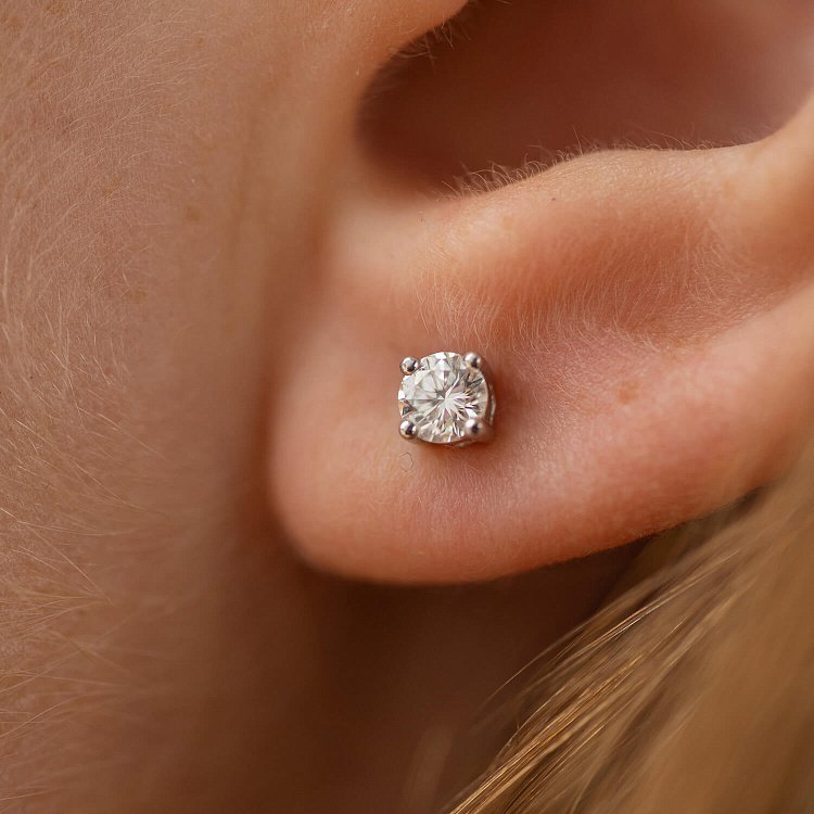 Серьги - пусеты с бриллиантами (белое золото) 314771121 от ювелирного магазина Оникс - 3