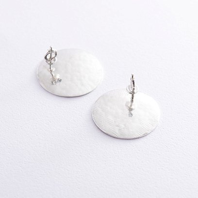 Великі срібні сережки-пусети "Сонячні зайчики" 122642 №7