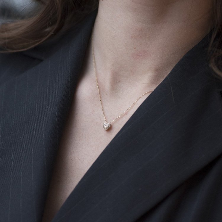 Золоте кольє "Сердечко" з фіанітами кол01079 від ювелірного магазину Онікс - 5