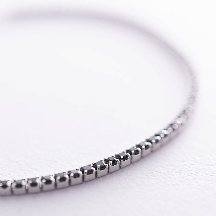 Срібний браслет "Витончений" з чорними фіанітами 141493 від ювелірного магазину Онікс - 4