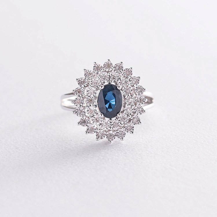 ?Золота каблучка з сапфірами і діамантами к423 від ювелірного магазину Онікс