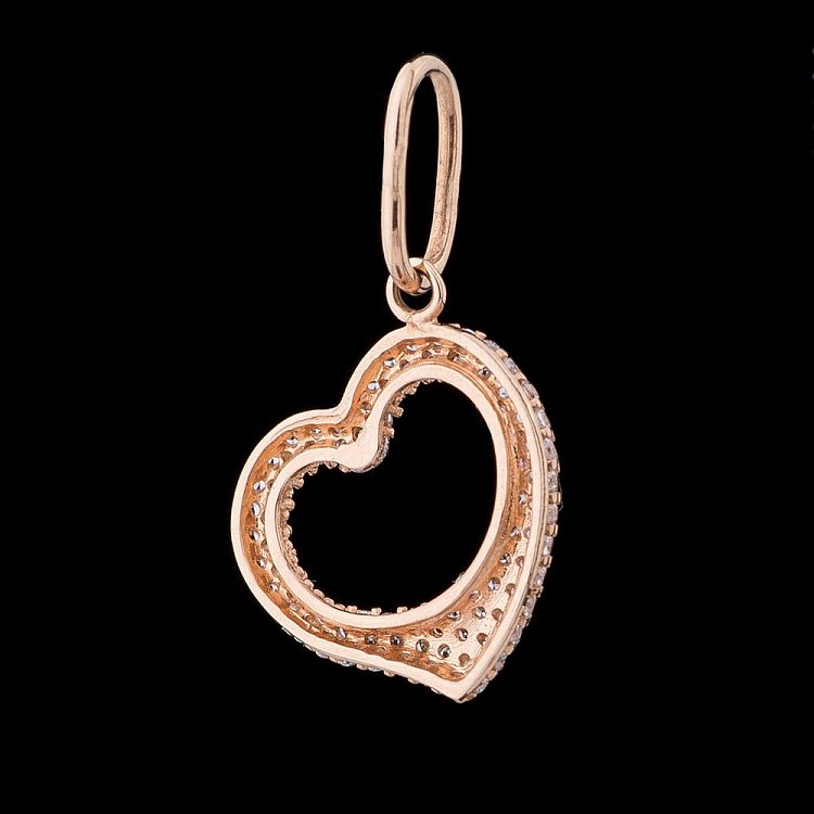 Золота підвіска "Серце з фіанітами" п02333 від ювелірного магазину Онікс - 1