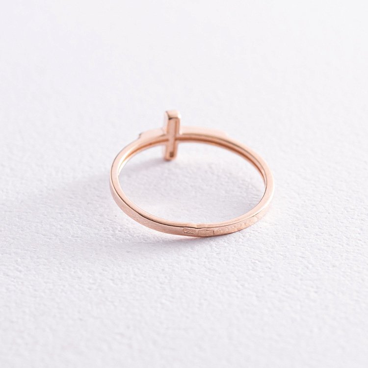 Кольцо "Крестик" в красном золоте к06984 от ювелирного магазина Оникс - 6