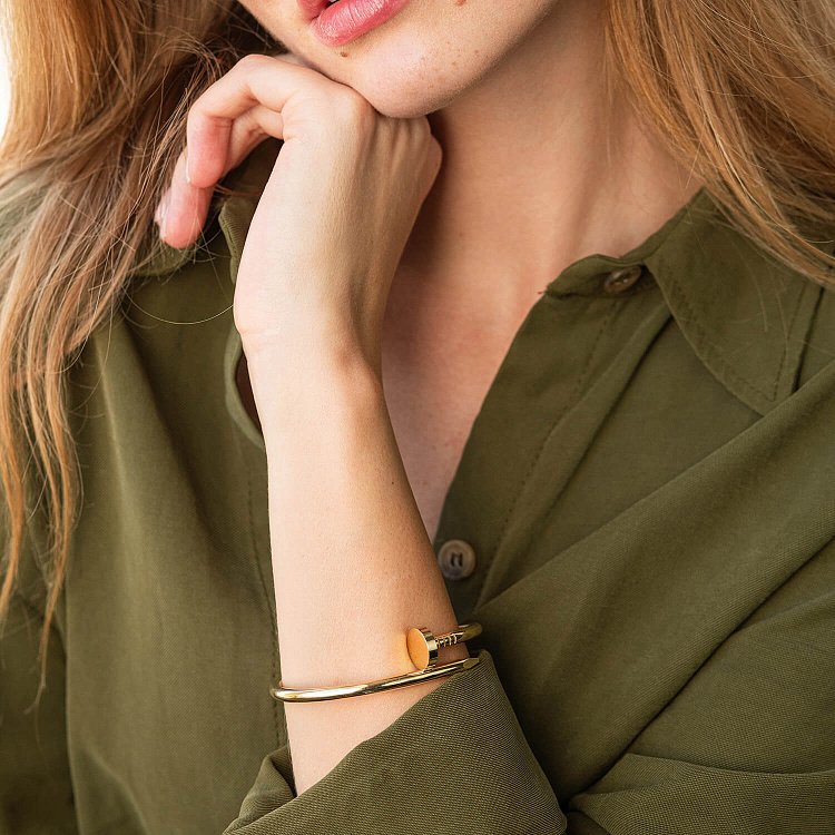 Браслет "Гвоздь" в желтом золоте б05145 от ювелирного магазина Оникс - 6