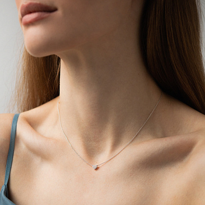 Золоте кольє "Сердечко" з діамантами колб0176ri №2