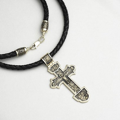 Золотой крест с чернением п03201 №10