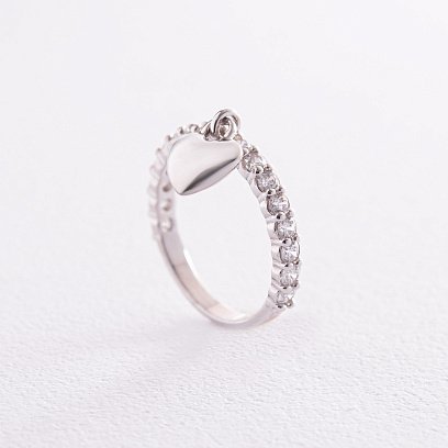Серебряное кольцо "Сердечко" с фианитами 069810 №4