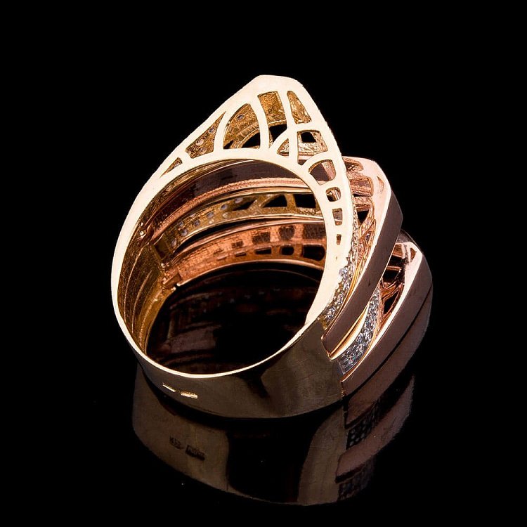 Ексклюзивна каблучка з фіанітами з золота к03906 від ювелірного магазину Онікс - 3