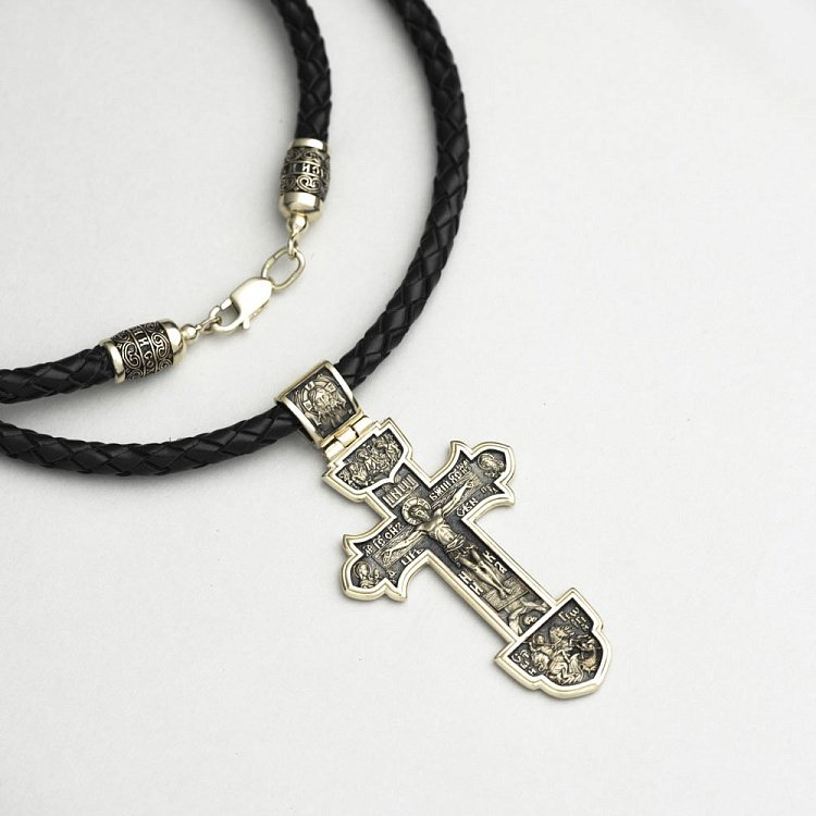 Золотой крест с чернением п03201 от ювелирного магазина Оникс - 9