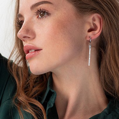 Золоті сережки "Сірники" (фіаніт) с06280 №2