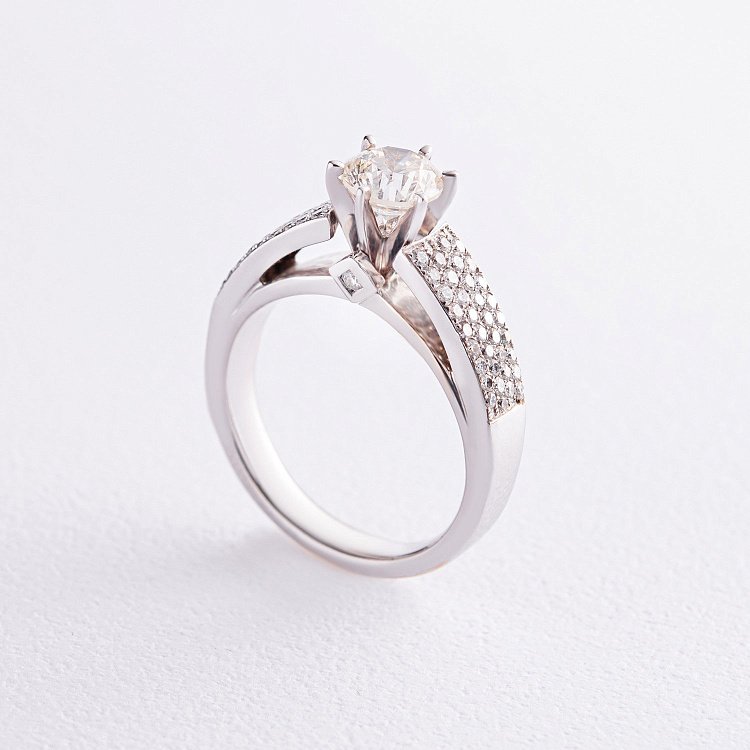 Заручальна каблучка в білому золоті з діамантами к770 від ювелірного магазину Онікс