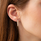 Золоті сережки "Овальні" з фіанітами с09463 от ювелирного магазина Оникс - 4