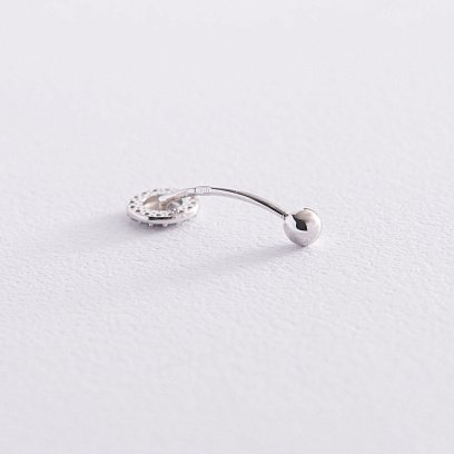 Золотой пирсинг в пупок с фианитами пир00247 №2