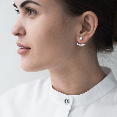 Серебряные серьги - джекеты (фианиты) 121683