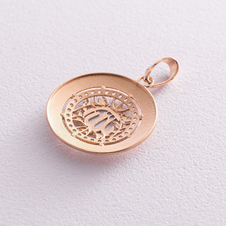 Золотой кулон с фианитами п03221 от ювелирного магазина Оникс - 2