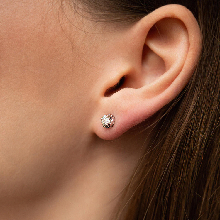 Золотые серьги - пусеты с бриллиантами сб0572л (0,3) от ювелирного магазина Оникс - 3