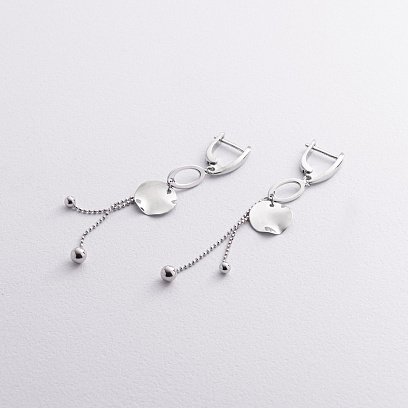 Срібні сережки "Кульки на ланцюжку" 123486 №2