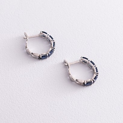 Серебряные серьги с синтетическими сапфирами 2957/9p-HSPH №4