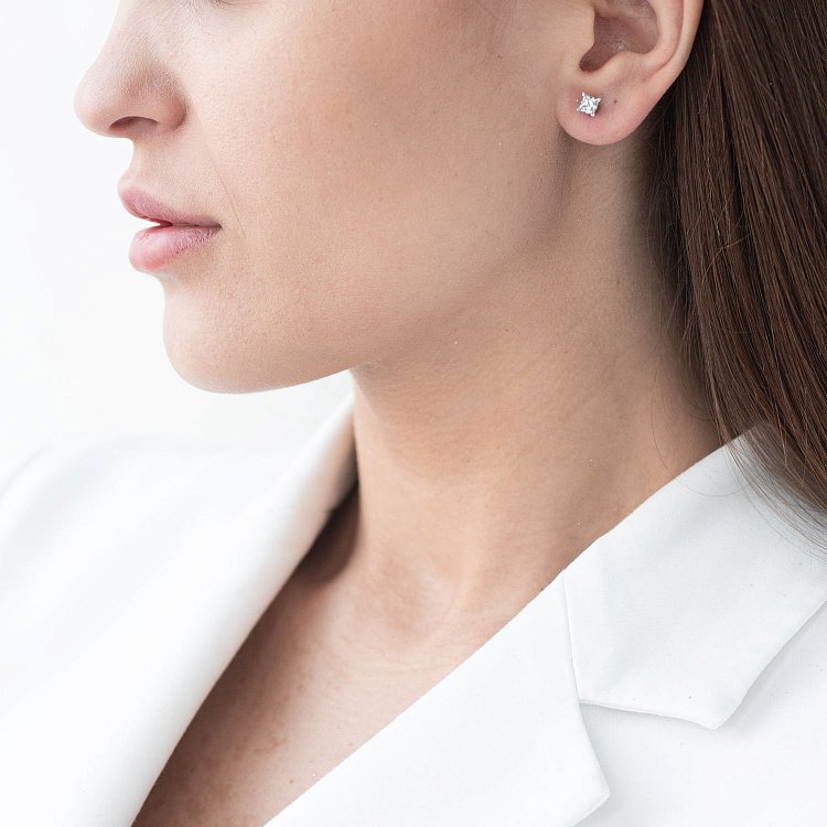 Золотые серьги - пусеты (бриллиант) см0241 от ювелирного магазина Оникс - 2