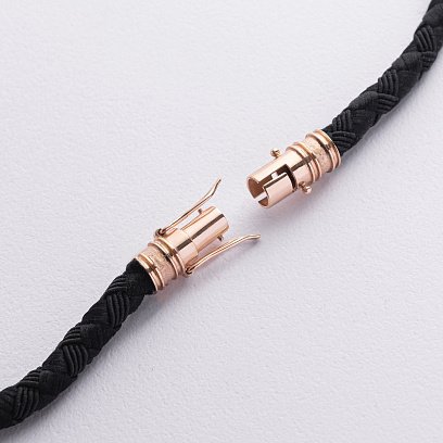 Мужской православный крест "Распятие. Спаси и Сохрани" на шнуре из эбенового дерева и золота кол02523 №6