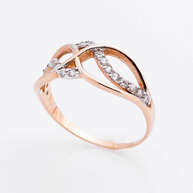 Золотое кольцо (фианиты) к01299 от ювелирного магазина Оникс