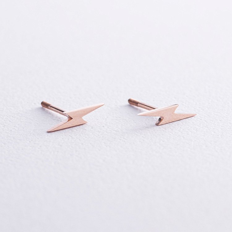 Золотые серьги - пусеты "Молнии" с07923 от ювелирного магазина Оникс