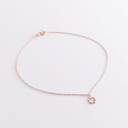 Золотой браслет "Клевер" на ногу б04791