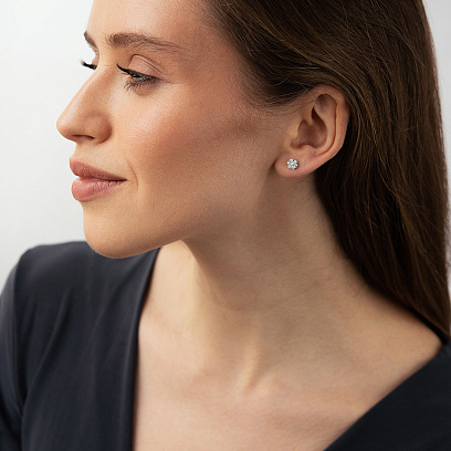 Серьги - пусеты в белом золоте (бриллианты) сб0725ca №4