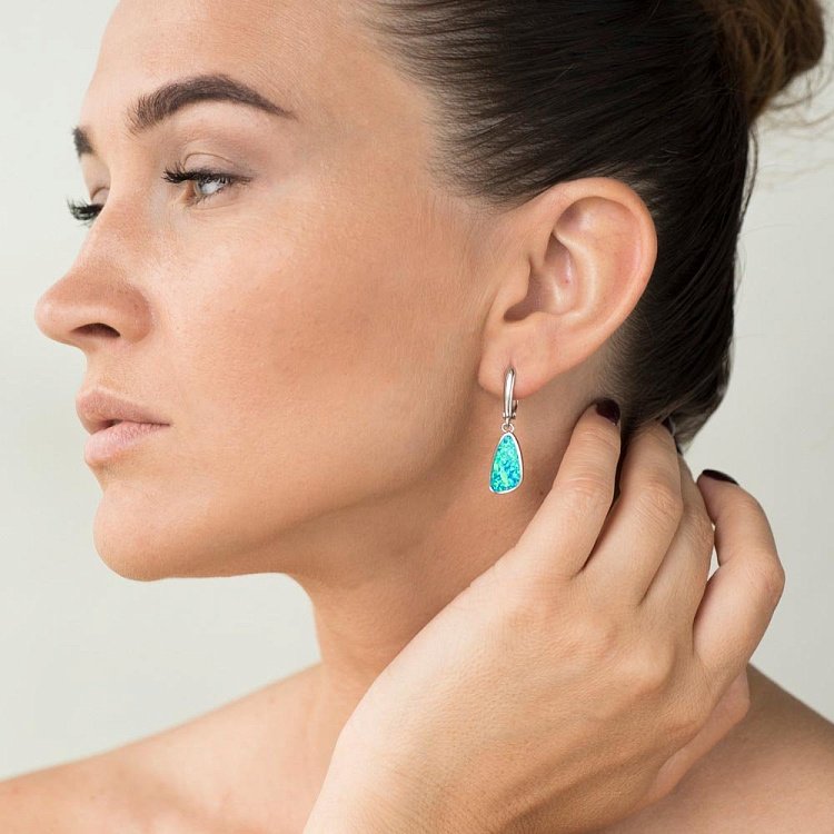 Срібні сережки з емаллю 122197 від ювелірного магазину Онікс - 3