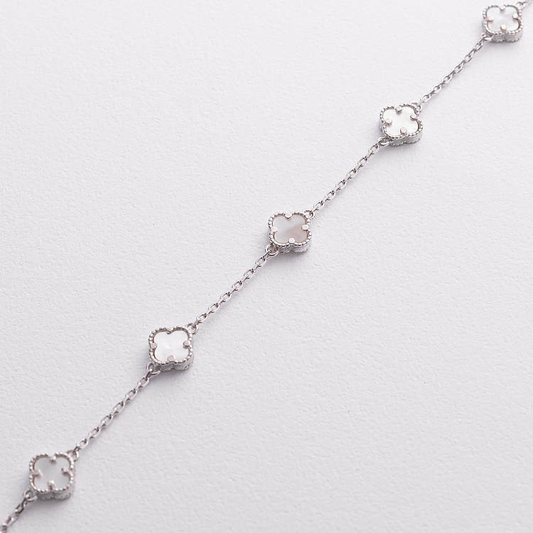 Срібний браслет "Конюшина" (перламутр) 141842 від ювелірного магазину Онікс - 1