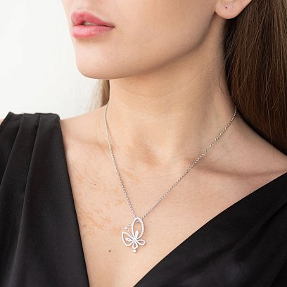 Золотая подвеска "Бабочка" с бриллиантами п412 №2