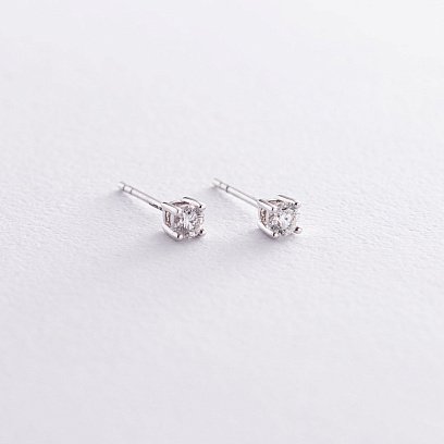 Золоті сережки-пусети з діамантами сб0187fn