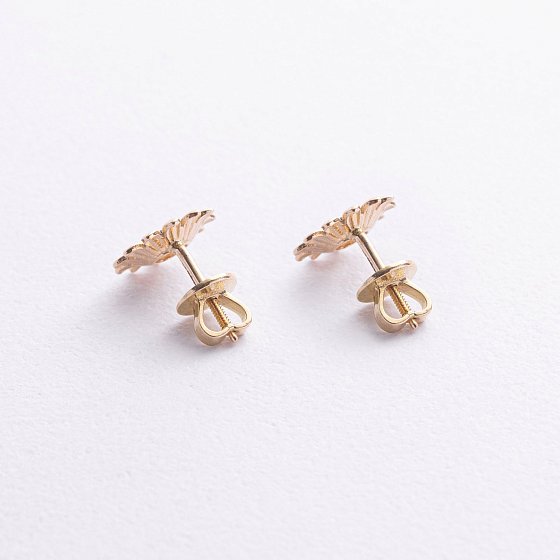 Серьги - пусеты "Подсолнухи" в желтом золоте mini с09267 №3