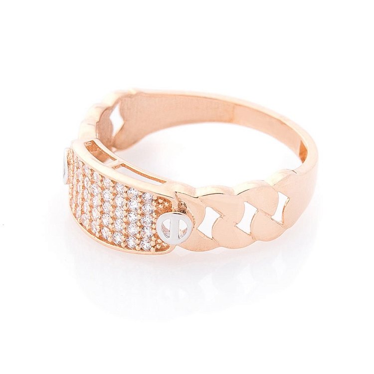 Золотий перстень з фіанітами к05899 від ювелірного магазину Онікс - 1