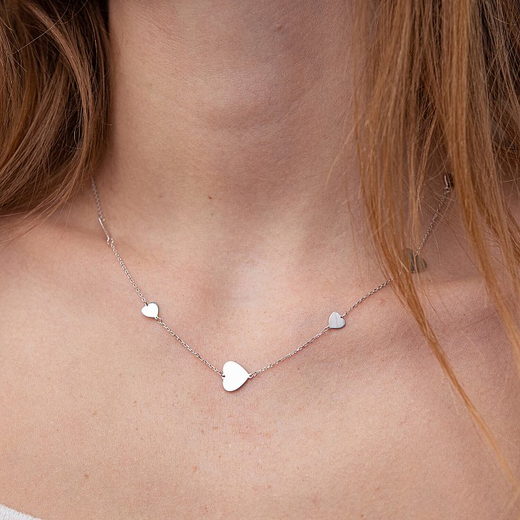 Кольє "Сердечки" у білому золоті кол02137 від ювелірного магазину Онікс - 4