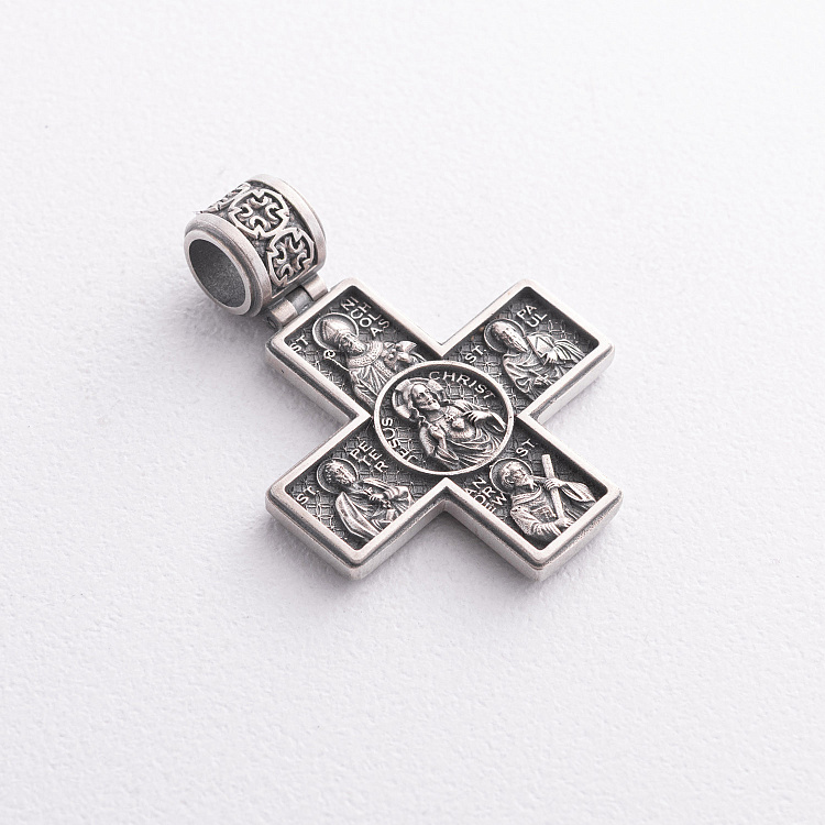 Срібний хрест "Ісус Христос із зображенням святих" 7608 від ювелірного магазину Онікс