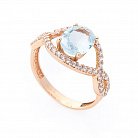 Золотое кольцо с голубым топазом и фианитами к02371т от ювелирного магазина Оникс
