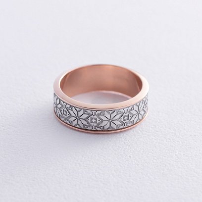 Обручка "Вишиванка" у червоному та білому золоті 223831100 №3