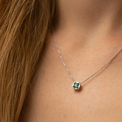 Золоте кольє (діаманти, смарагд) колб0141ca №4