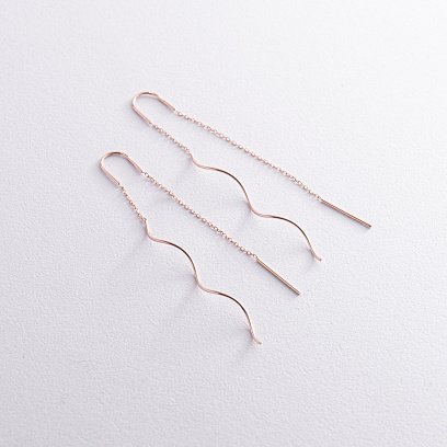 Серьги - протяжки "Завиток" из красного золота с08333 №2