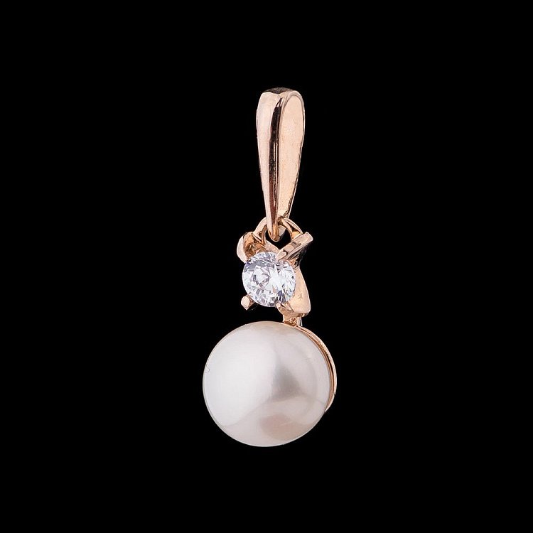 Золота підвіска (культ. прісн. перли, фіаніт) п01299 від ювелірного магазину Онікс