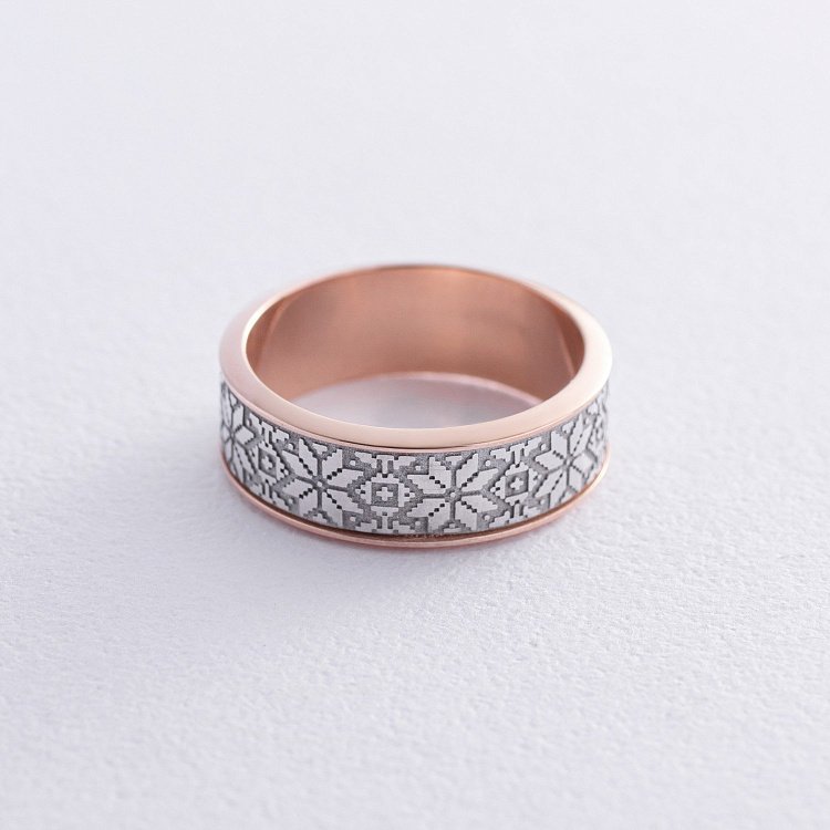 Обручка "Вишиванка" у червоному та білому золоті 223831100 від ювелірного магазину Онікс - 2