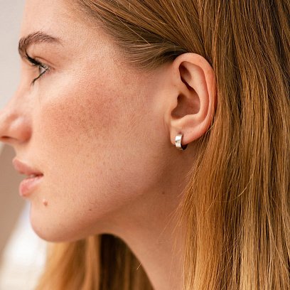 Серьги - кольца в белом золоте mini с08820 №2