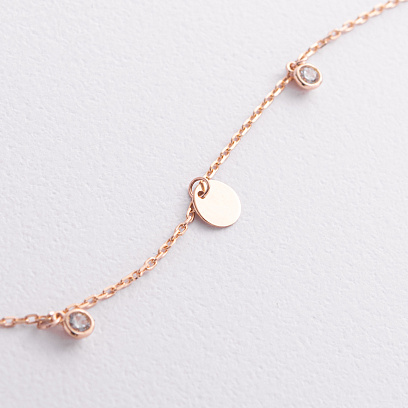 Колье "Монетки" в красном золоте (фианиты) кол02624 №2