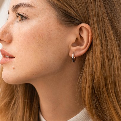 Серьги - кольца "Геометрия" в серебре 123407 №2