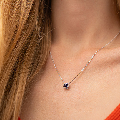 Золотое колье с бриллиантами и сапфиром колб0142ca №2