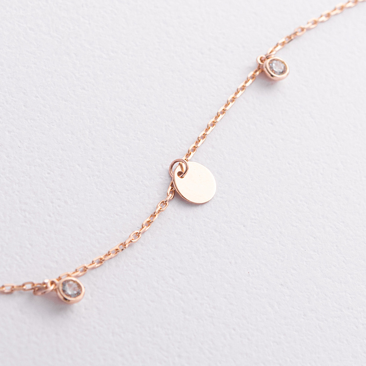 Колье "Монетки" в красном золоте (фианиты) кол02624 от ювелирного магазина Оникс - 1